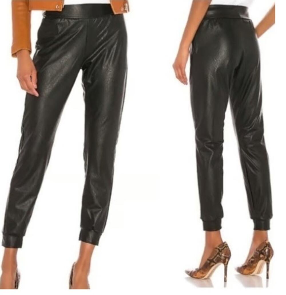 Commando Faux Leather Jogger Pants Womens Size XS Black Highwaisted Pull On